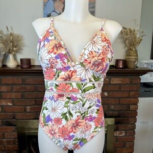 Target Floral Women's One Piece Swimsuit - Pink, Orange, Green